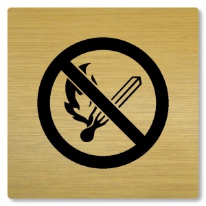 Zákaz rozdělávání ohně, 80x80mm, zlatá, Nevada